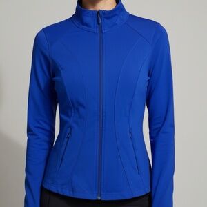 ACX Active Track Jacket Womens Size Medium Blue Form Fitting Athletic Jogging Yo